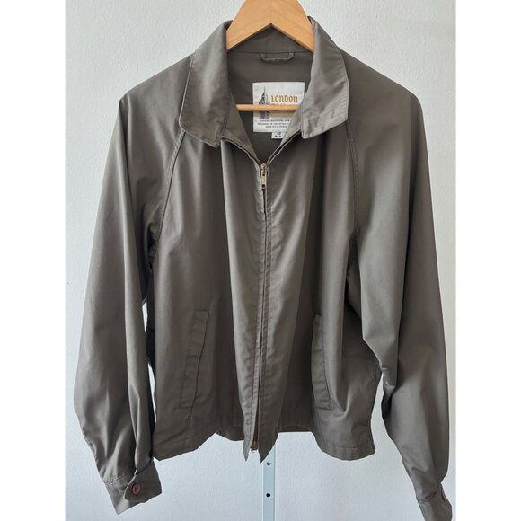 VTG London Fog Jacket 42R Large Harrington Zip Front 80s Retro Dadcore Old Money